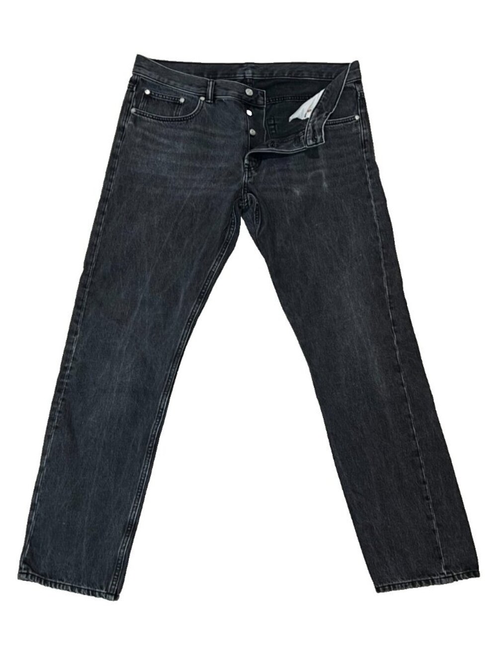 ARKET Park Jeans Mens W36/L33  Organic Tapered Fit Button Fly Black Perfect Wash